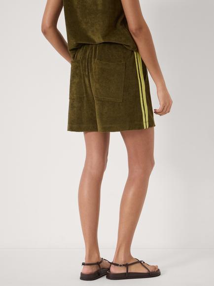 HUSH Mavis Towelling Pull On Shorts, Olive Green - view 2, Olive Green