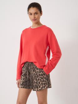 HUSH Blaire Cotton Side Stripe Sweatshirt, Watermelon Red, Watermelon Red