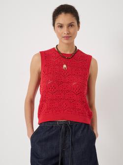 HUSH Crochet Cotton Sleeveless Vest, Watermelon Red, Watermelon Red