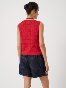 HUSH Crochet Cotton Sleeveless Vest, Watermelon Red - view 2, Watermelon Red