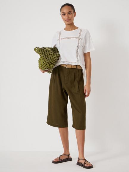 HUSH Elva Cotton Lace Detail T-Shirt, Ecru White - view 2, Ecru White