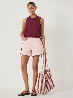 HUSH Lone V-Neck Cotton Shell Top, Maroon Red, Maroon Red