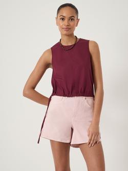 HUSH Lone V-Neck Cotton Shell Top, Maroon Red - view 2, Maroon Red
