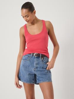 HUSH Scoop Neck Ribbed Vest, Watermelon Red - view 2, Watermelon Red