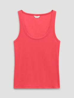 HUSH Scoop Neck Ribbed Vest, Watermelon Red, Watermelon Red