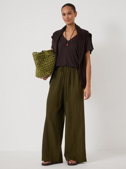 HUSH Rosalia Linen Blend T-Shirt - view 2, Fudge Brown