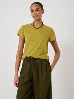 HUSH Slim Fit Slub Cotton Crew T-Shirt, Olive Green, Olive Green