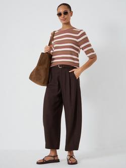 HUSH Crew Neck Stripe T-Shirt, Clay Brown - view 2, Clay Brown