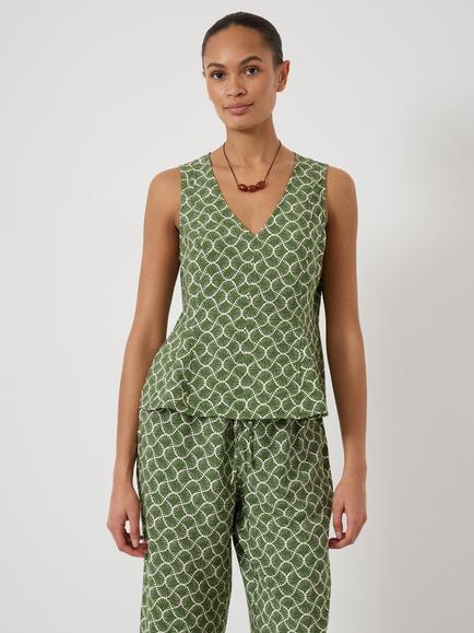 HUSH Sybil Seashell Godet Top containing LENZING™ ECOVERO™ Viscose, Seashell Green, Seashell Green