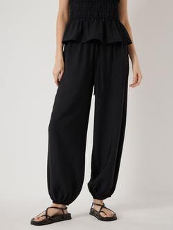 HUSH Amaris Air Flow Bubble Hem Trousers containing LENZING™ ECOVERO™ Viscose, Black, Black