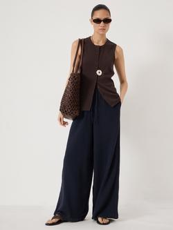 HUSH Evie Wide Leg Trousers, Midnight Navy - view 2, Midnight Navy