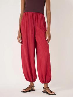 HUSH Nyra Crinkle Balloon Hem Trousers, Ruby Red, Ruby Red