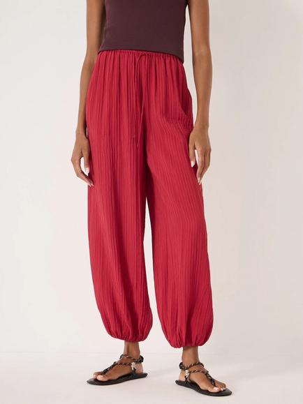 HUSH Nyra Crinkle Balloon Hem Trousers, Ruby Red, Ruby Red