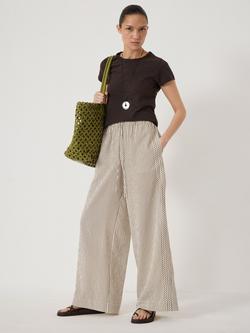 HUSH Petunia Striped Side Detail Trousers, Light Green/White - view 2, Light Green/White