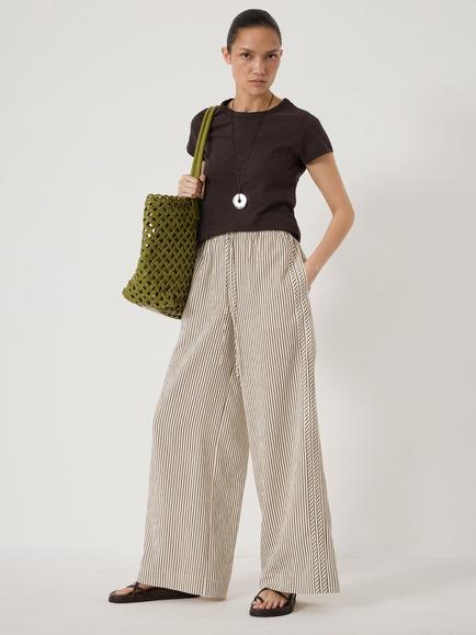 HUSH Petunia Striped Side Detail Trousers, Light Green/White - view 2, Light Green/White