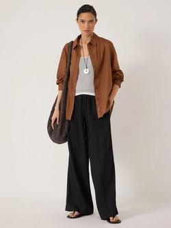 HUSH Petunia Linen Blend Wide Leg Trousers, Washed Black - view 2, Washed Black