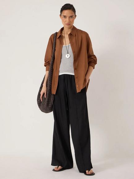 HUSH Petunia Linen Blend Wide Leg Trousers, Washed Black - view 2, Washed Black