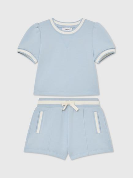 Reiss Kids' Etta Sweat Shorts and Top Set, Pale Blue, Pale Blue