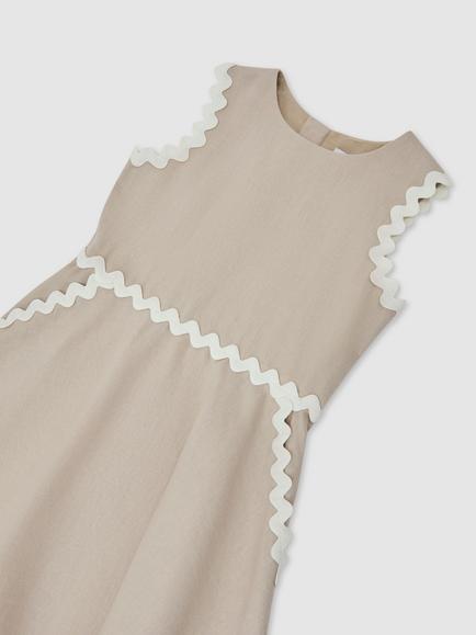 Reiss Kids' Blake Ric Rac Linen Blend Dress, Neutral - view 2, Neutral