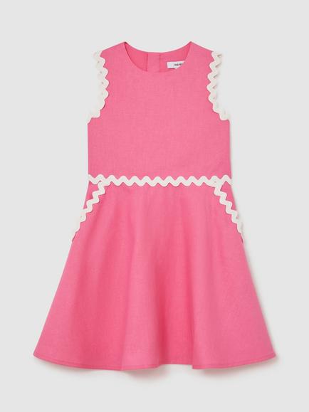 Reiss Kids' Blake Sleeveless Mini Dress, Pink, Pink