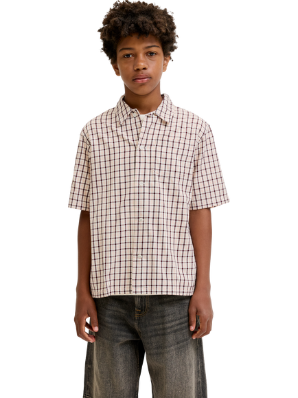 Jack & Jones Kids' Savona Shirt, White Checks, White Checks
