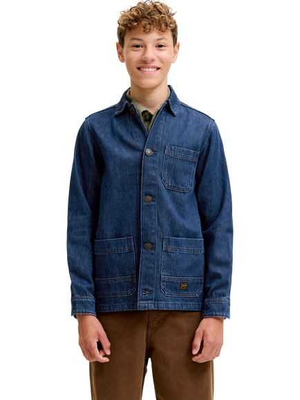 Jack & Jones Kids' Denim Shirt, Blue, Blue Denim