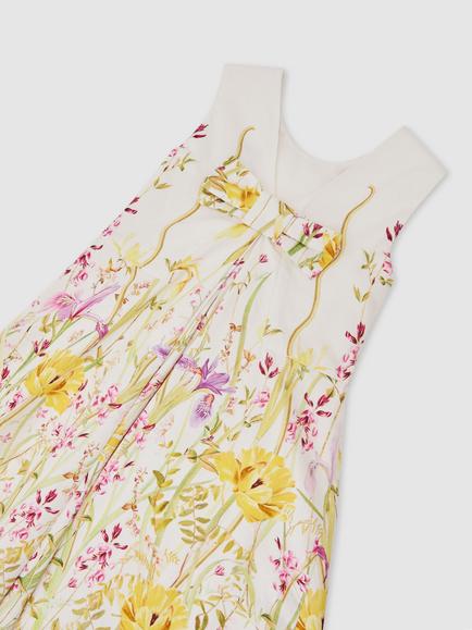 Reiss Kids' Fern Floral Print Bow Detail Dress, Ivory - view 2, Ivory