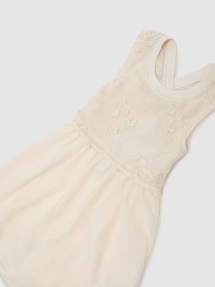 Reiss Kids' Gianna Textured Party Dress, Neutral - view 2, Neutral