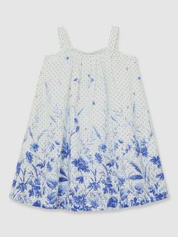 Reiss Kids' Solar Floral Strappy Dress, Blue/Multi, Blue/Multi