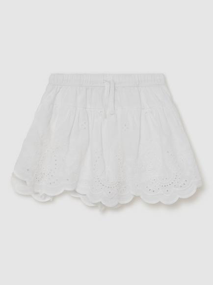 Reiss Kids' Calle Broderie Skirt, White, White