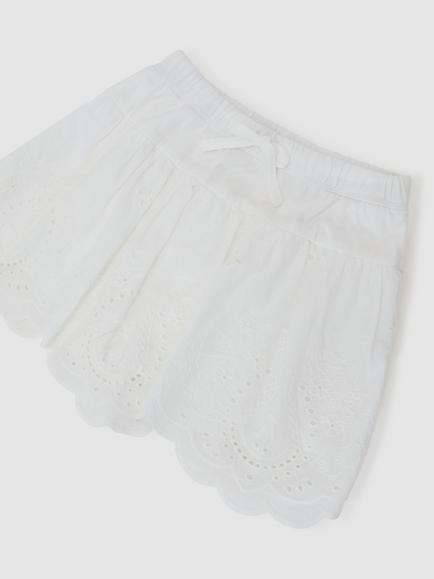 Reiss Kids' Calle Broderie Skirt, White - view 2, White