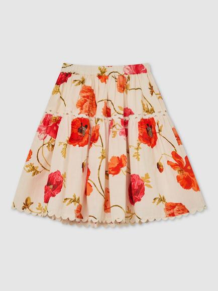 Reiss Christa Tiered Floral Midi Skirt, White, White
