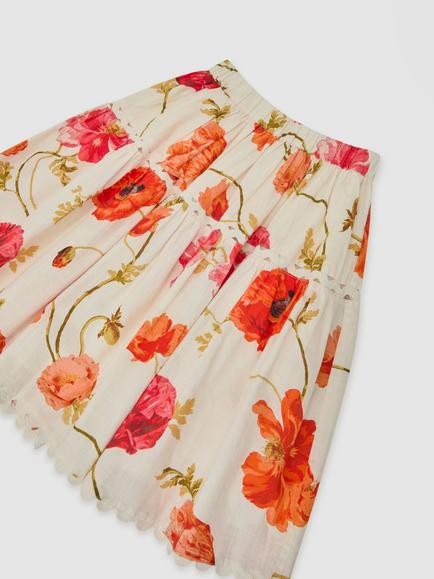 Reiss Christa Tiered Floral Midi Skirt, White - view 2, White