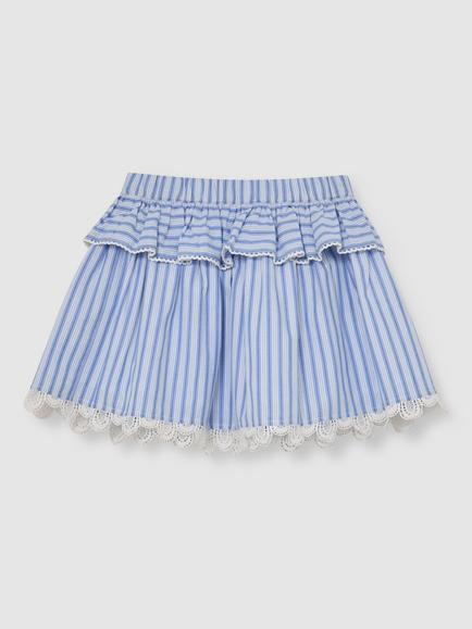 Reiss Kids' Julie Ruffle Skirt, Blue/White, Blue/White