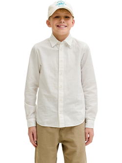 Jack & Jones Kids' Breeze Linen Blend Shirt, White, White