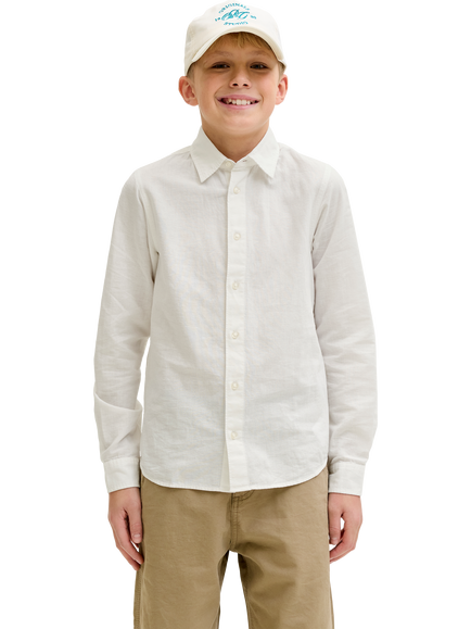 Jack & Jones Kids' Breeze Linen Blend Shirt, White, White