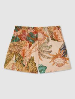 Reiss Kids' Violeta Leaf Print Shorts, Neutral, Neutral