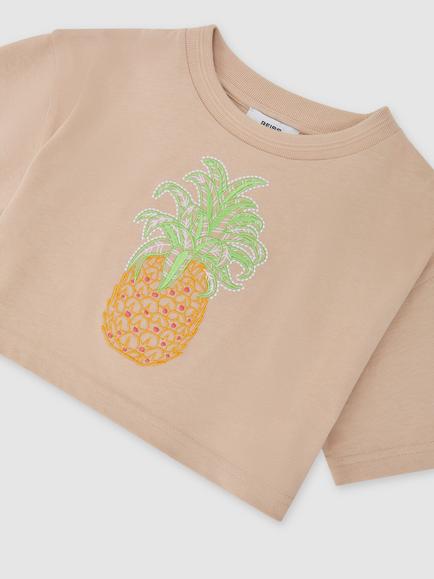 Reiss Kids' Short Sleeve Pineapple Print T-Shirt - view 2, Neutral