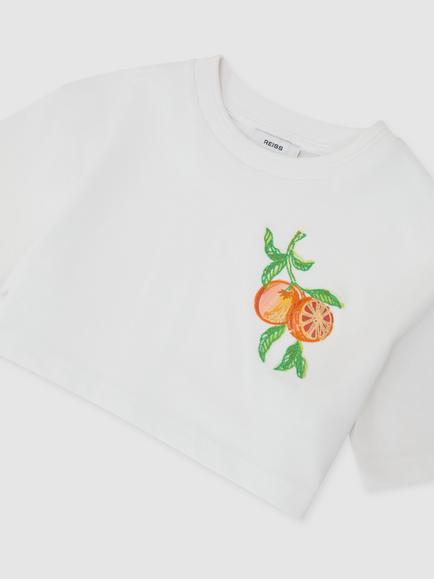 Reiss Kids' Short Sleeve Pineapple Print T-Shirt - view 2, White