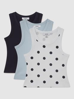 Reiss Kid's Violet Tank Top, Pack of 3, White/Multi, White/Multi