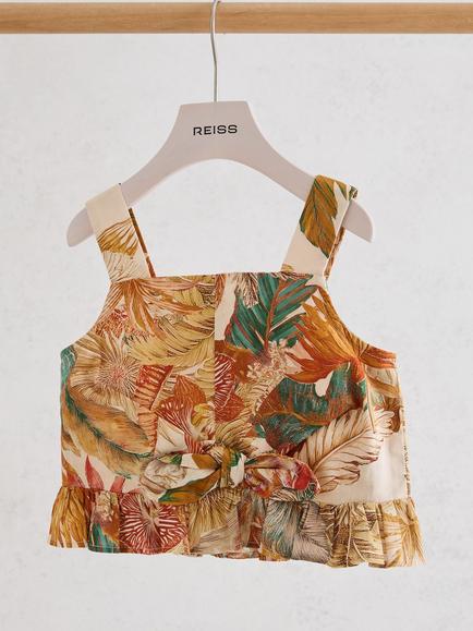 Reiss Kids' Violeta Sleeveless Printed Crop Top, Neutral - view 2, Neutral