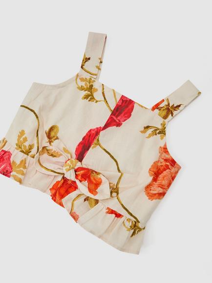 Reiss Kids' Violeta Floral Crop Top, White - view 2, White