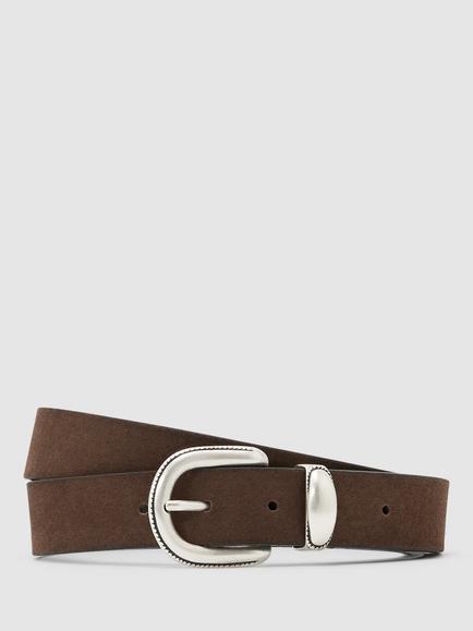 Reiss Jonny Suede Western Belt, Chocolate Brown, Chocolate Brown