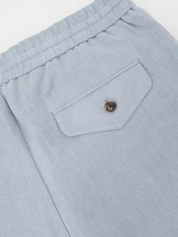 Reiss Barges Elasticated Drawstring Waist Linen Trousers - view 2, Airforce Blue