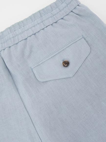 Reiss Barges Elasticated Drawstring Waist Linen Trousers - view 2, Airforce Blue