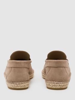 Reiss Capri Suede Penny Loafer Espadrilles, Stone - view 2, Stone