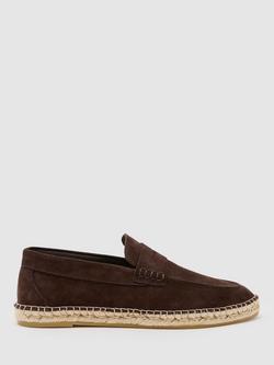 Reiss Capri Suede Espadrilles, Chocolate Brown, Chocolate Brown