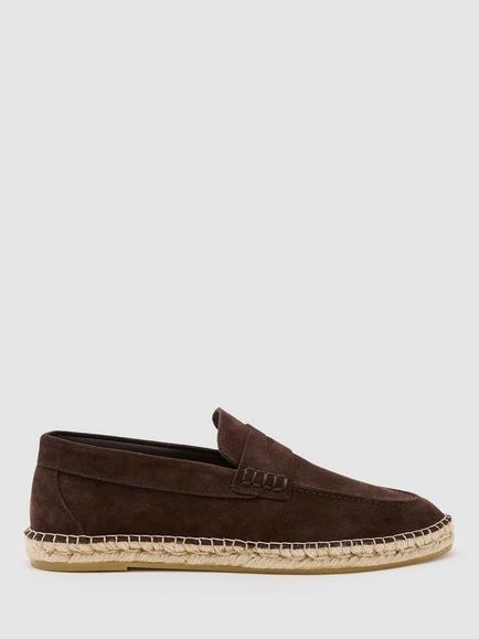 Reiss Capri Suede Espadrilles, Chocolate Brown, Chocolate Brown
