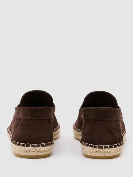 Reiss Capri Suede Espadrilles, Chocolate Brown - view 2, Chocolate Brown