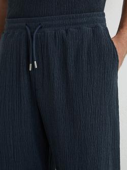 Reiss Carver Textured Trousers, Airforce Blue - view 2, Airforce Blue